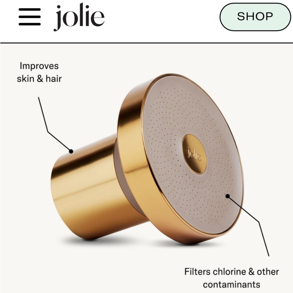 Never been opened Jolie Water Filter Showerhead- brushed gold